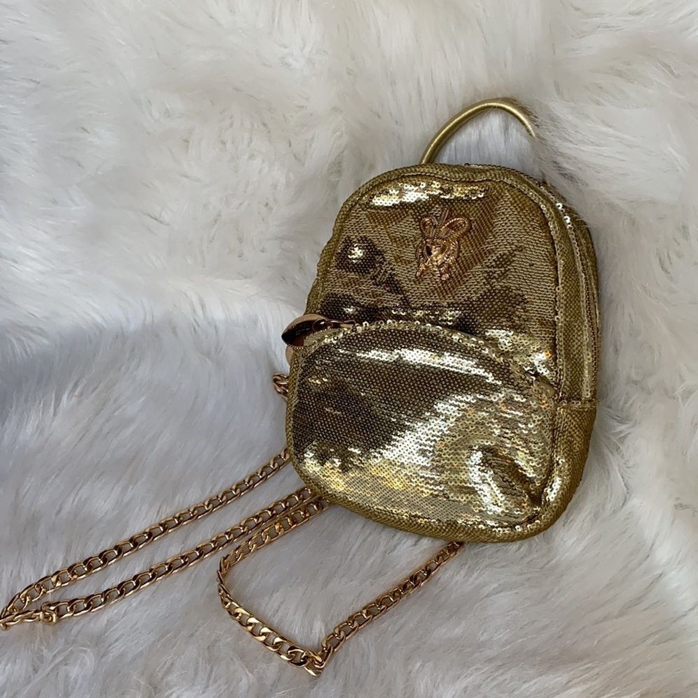 Laurel Dewitt Gold Sequence Chain Backpack Purse - image 2